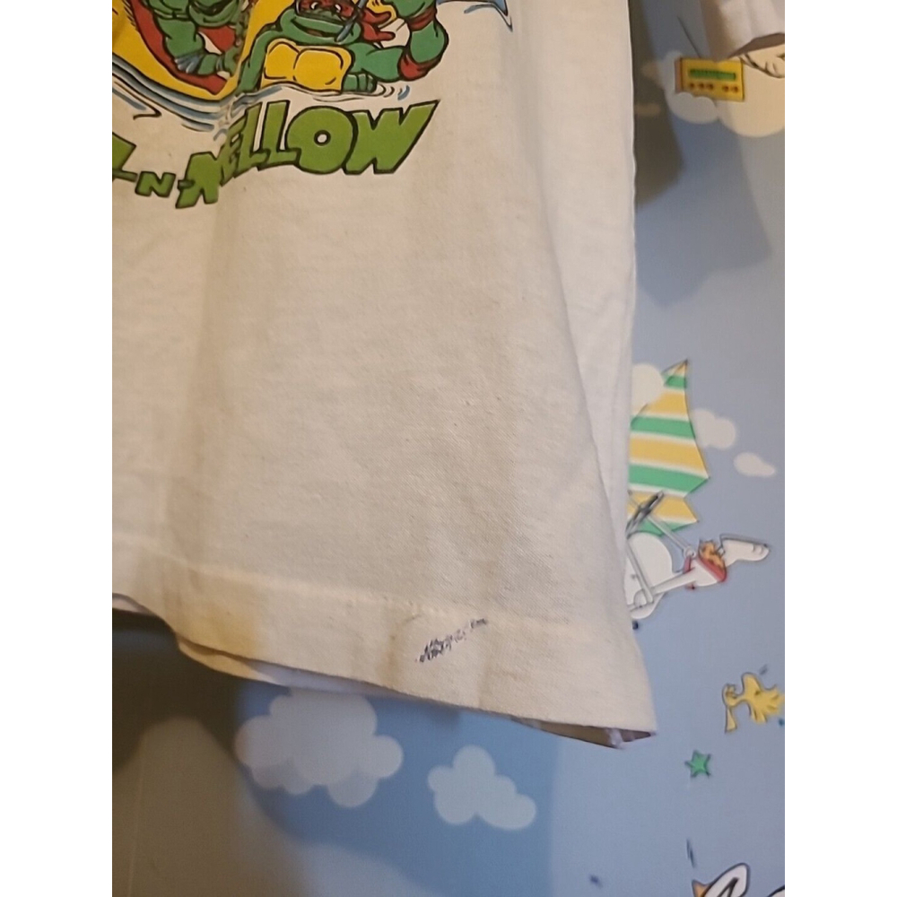 Vintage 90s 1990 Teenage Mutant Ninja Turtles Youth Large TShirt Mirage White - Picture 10 of 12